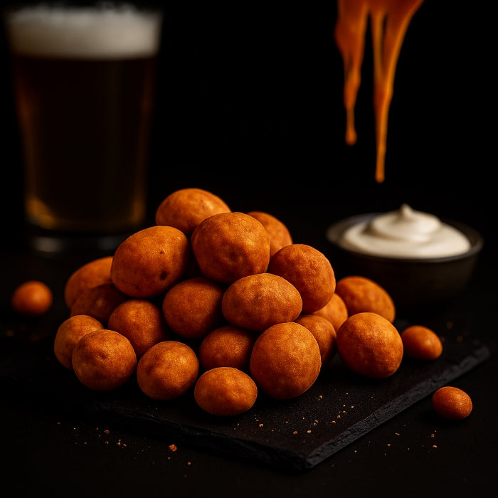 Kraukšķīgie zemesrieksti kausētā siera apvalkā