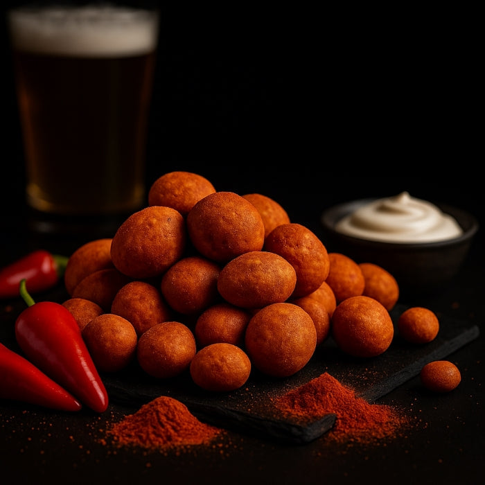 Kraukšķīgie zemesrieksti paprikas apvalkā