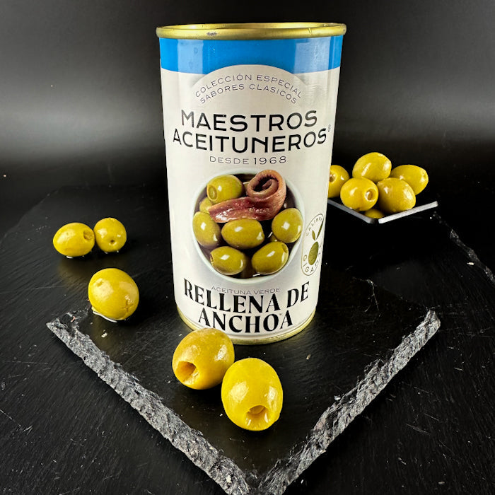 Zaļās olīvas pildītas ar anšoviem bez kauliņiem